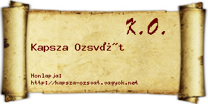 Kapsza Ozsvát névjegykártya